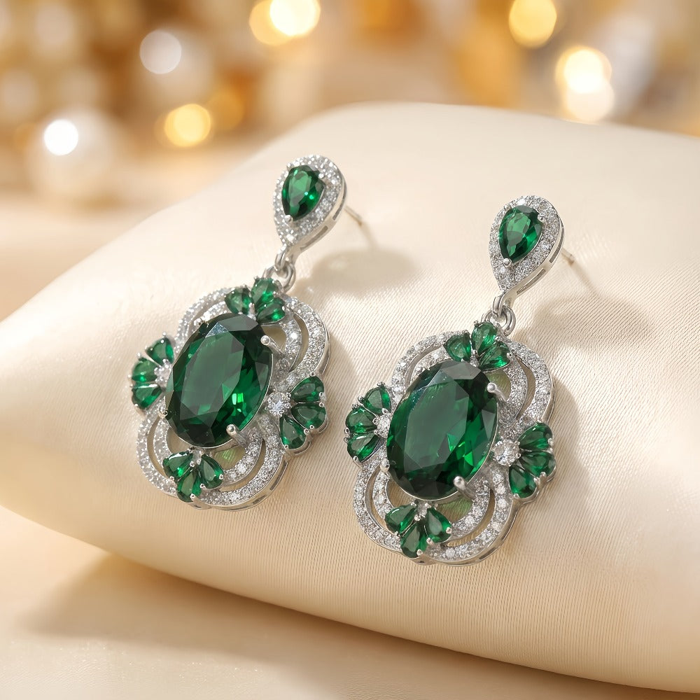 Pendiente de botón hipoalergénico de zirconia sintética en plata S925, estilo elegante, para mujer, regalo de San Valentín, adecuado para banquetes y bodas, con caja de regalo