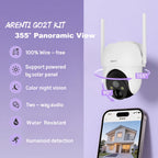 Cámara de Seguridad Inalámbrica Solar Arenti para Exteriores, Resolución de Video 3MP FHD, Batería de 5200mAh, CCTV para Seguridad del Hogar, Visión Nocturna a Color 1296P, Audio Bidireccional, Almacenamiento en Nube/SD, Sin Cuota Mensual, Detección de Mo