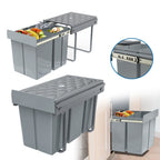 Basurero de Cocina Integrado con Rieles Telescópicos, Recogedor de Residuos Extensible para Bajo Mueble, Color Gris
