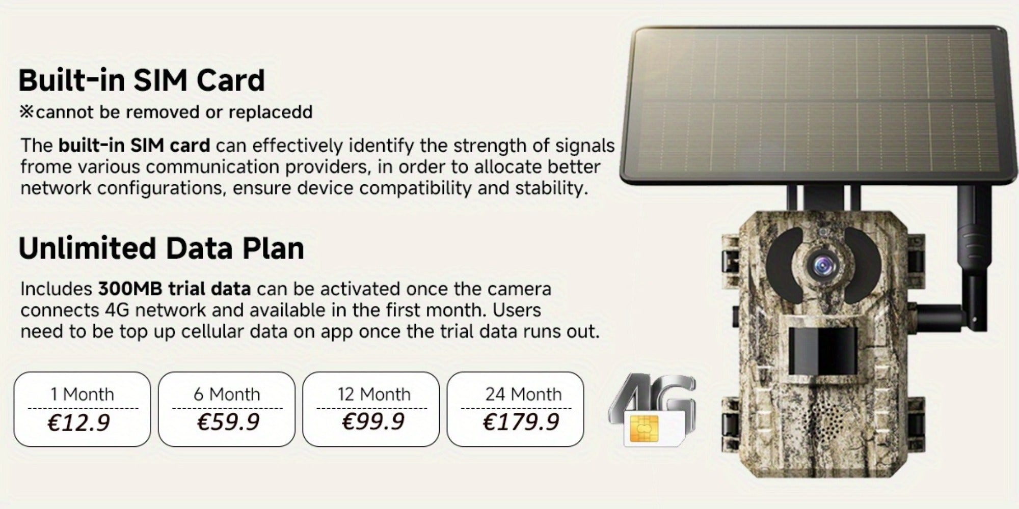 Cámara de Senderos Celular 4G LTE, Cámara para Juegos en Vivo 2K con Visión 360°, Tarjeta SIM Interna, Activación por Movimiento, Visión Nocturna a Color, Acceso Remoto desde Teléfono Móvil y Alimentada Solarmente
