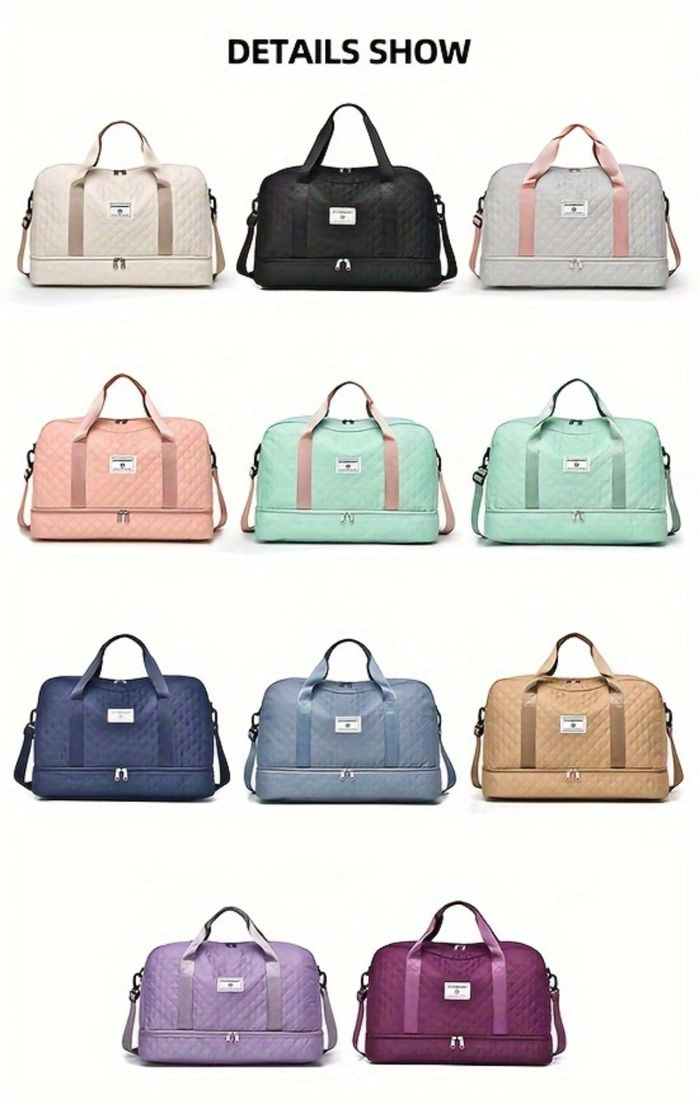 Bolso de Fitness Moda Exterior Corto Bolso de Viaje para Mujer Bolso de Equipaje Plegable de Ocio y Moda de Gran Capacidad para Viajes de Negocios Portátil