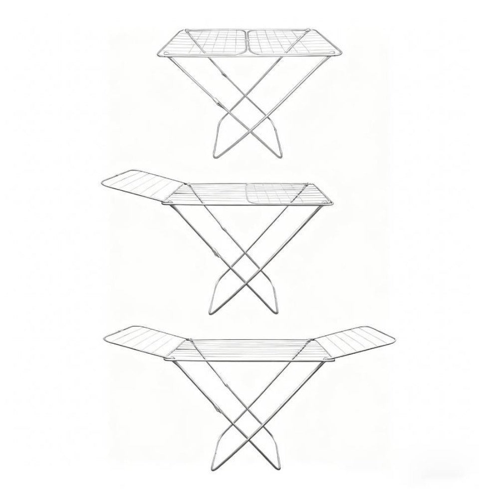tendedero Plegable metálico, 20 Metros Espacio de tendido, Soporte para Tender Ropa, Patas Antideslizantes (Plateado, 52 x 102cm)
