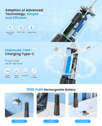 Irrigador bucal portátil recargable, hilo dental con agua para dientes, irrigador dental inalámbrico profesional 8 boquillas 5 modos, IPX7 a prueba de agua 300ML para limpiar los dientes, hogar y viaje