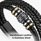 Muñequera de Cuero para Hombre, Brazalete Trenzado Negro con Cierre Magnético de Acero Inoxidable, Regalo para Hombres en el Día de San Valentín, Cumpleaños, 21Cm Adecuado para la Mayoría.