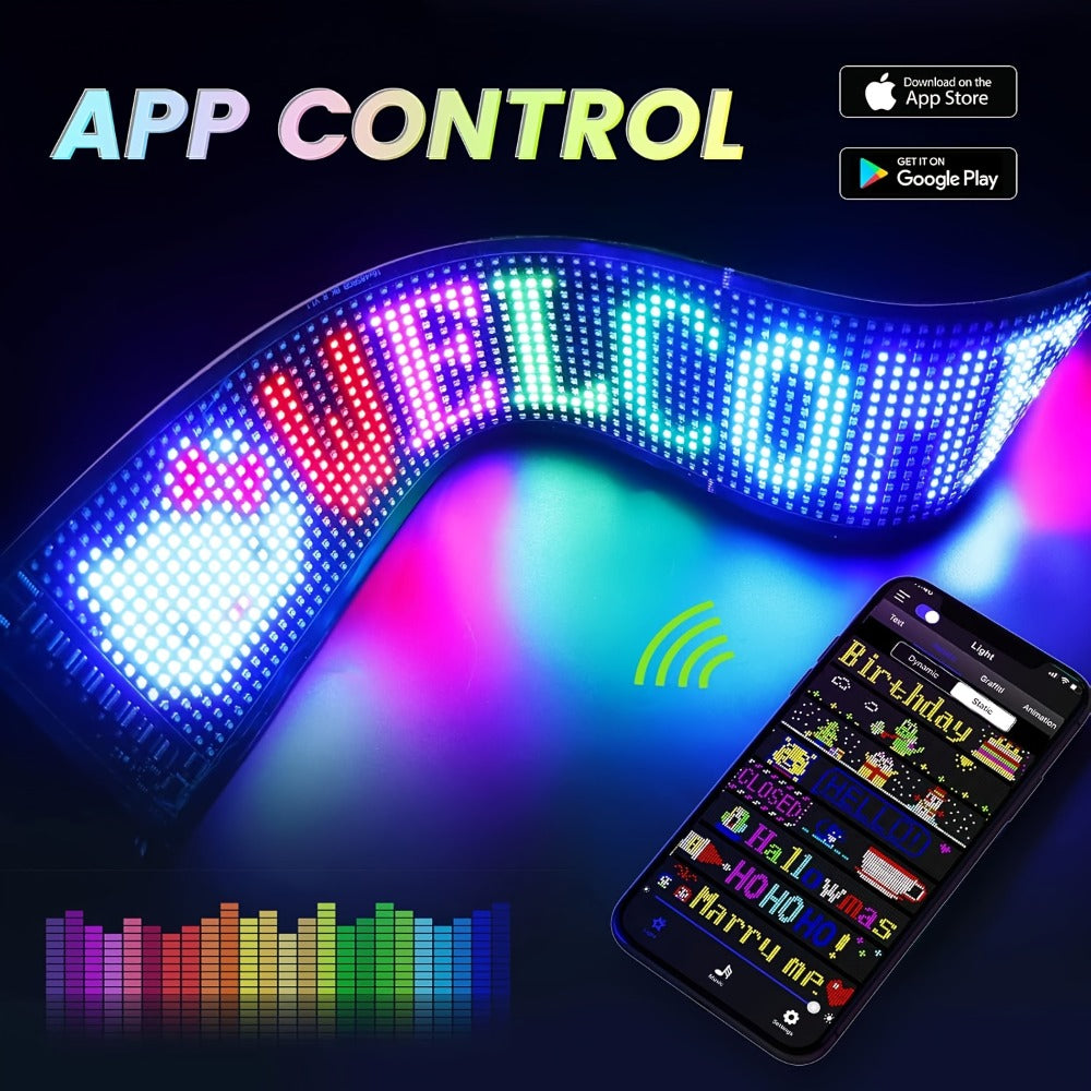 Tira de luz LED RGB flexible multiusos, panel de matriz LED programable por USB con control de aplicación, imagen para tienda, decoración del hogar, RGB de color completo