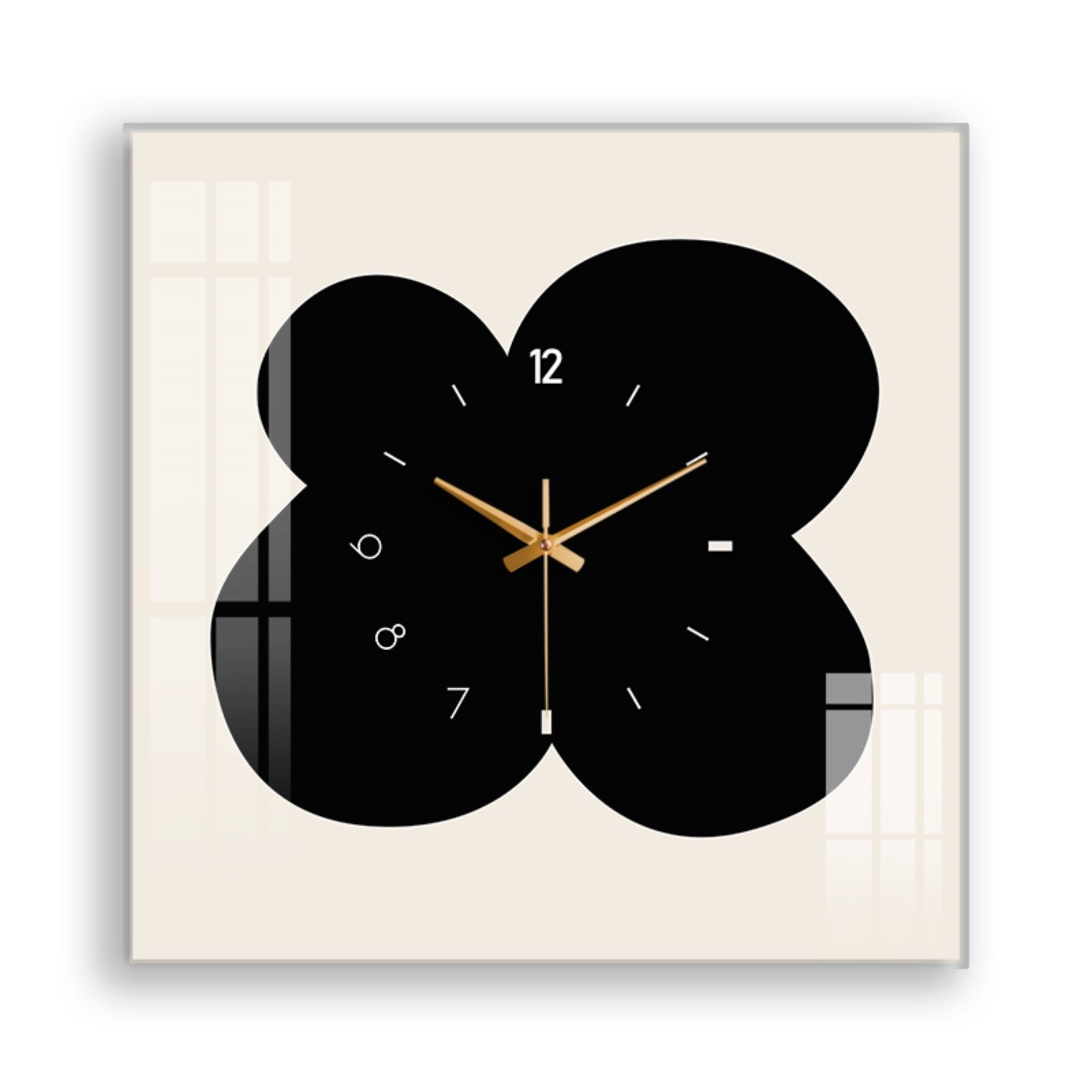 Reloj de pared floral - Pieza de arte única hecha a mano | Reloj de cristal cuadrado de 12 pulgadas | Movimiento silencioso sin tictac | Funciona con pilas | Decoración moderna para el hogar | Ideal para salas de estar, dormitorios y oficinas | Reloj anal