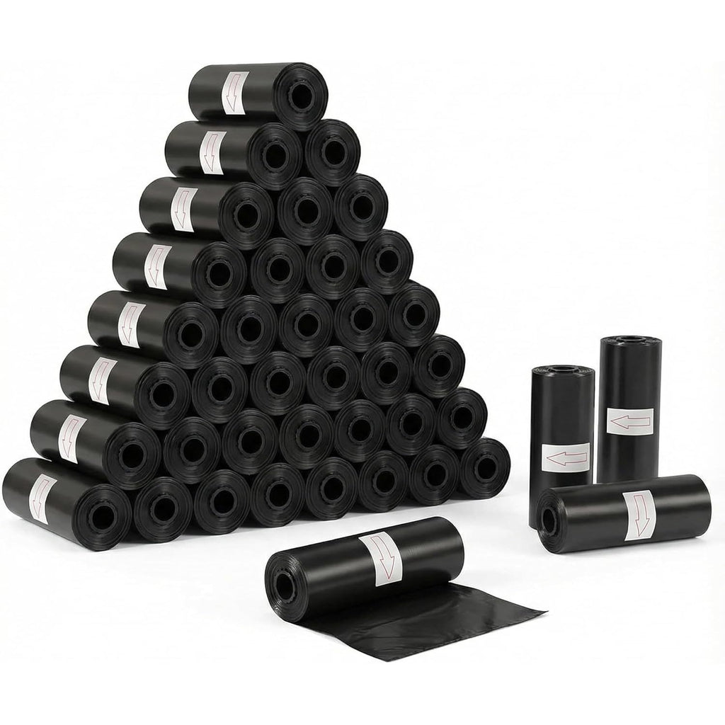 Bolsas Caca Perro 600 Unidades, 40 Rollos Gruesas Anti-Fuga, Bolsas Excrementos Perros Negras 23x30 cm, Recambio Rollos Mascotas, Bolsas Higiénicas Resistentes - HANSEL HOME