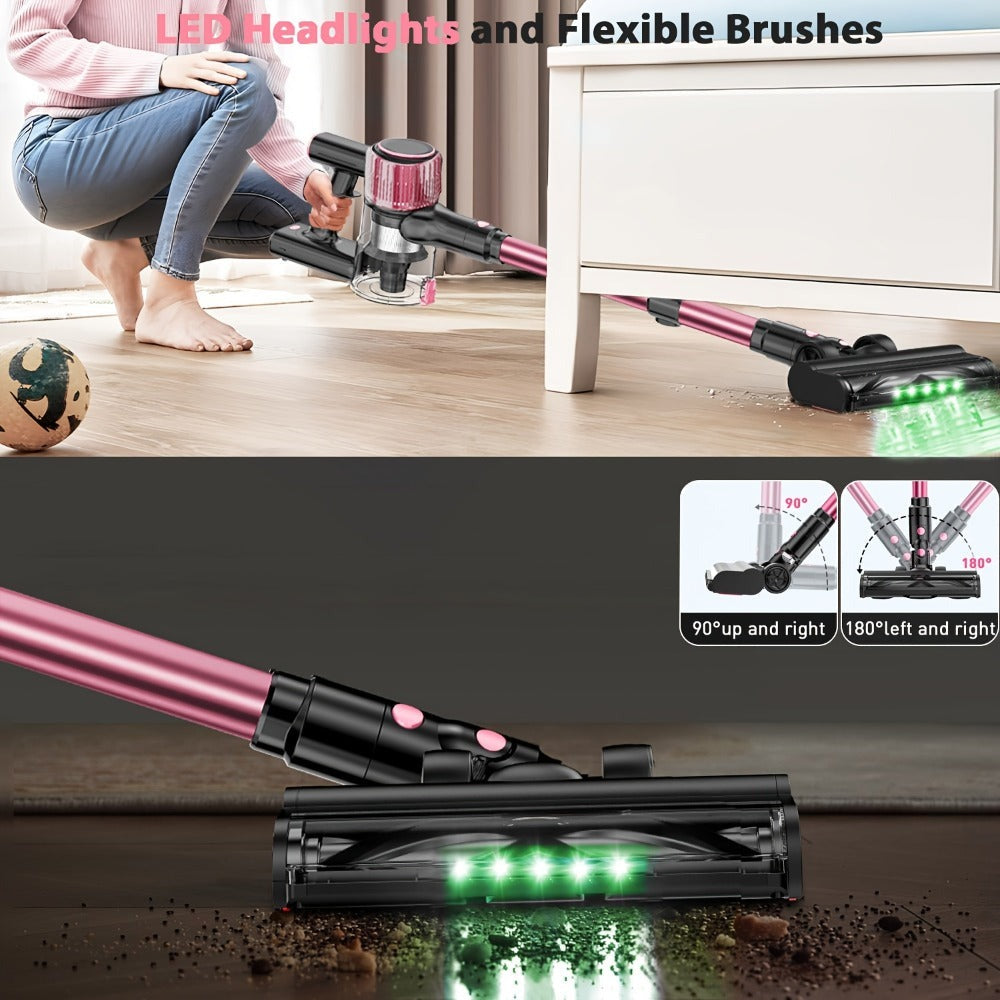 Aspiradora Escoba Multifunción 10 en 1 | Aspiradora Inalámbrica Doméstica de Alta Succión, Alcance de 45 Minutos, 3 Modos de Succión, Luz LED Verde Mejorada, Cepillo Anti-Enredos, Filtro HEPA, Cuerpo de Aluminio y Plástico, Marca SUXIANGVAC, Batería, 45KP