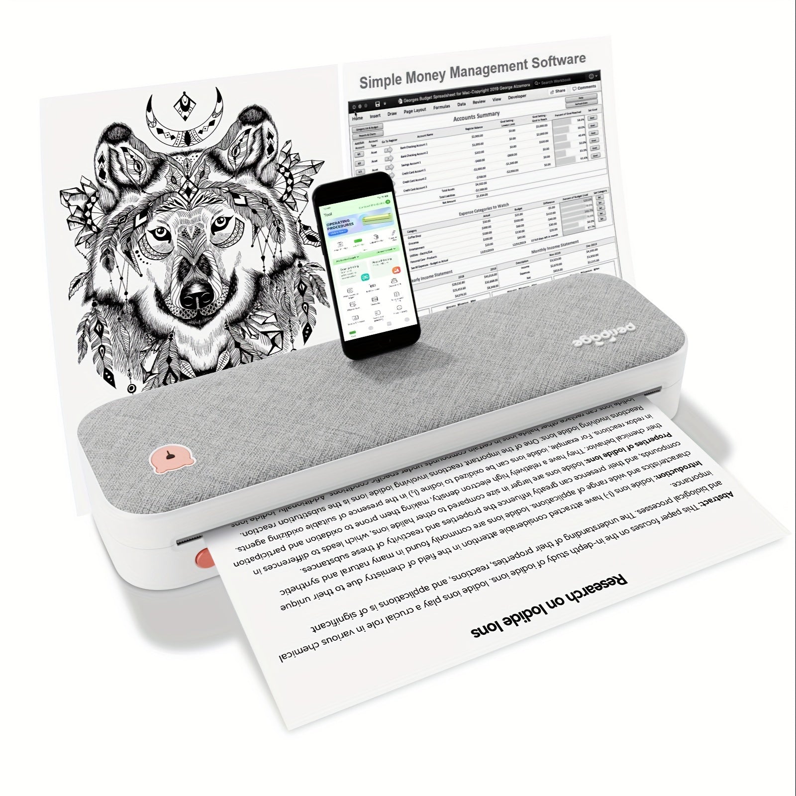 Impresora sin tinta PeriPage A40, Impresora portátil, Impresora de tatuajes, Admite papel de carta estadounidense de 20.98 cm x 29.69 cm, Impresora de viaje móvil inalámbrica sin tinta, Compatible con Android e IOS, Papel térmico Papel de tatuaje