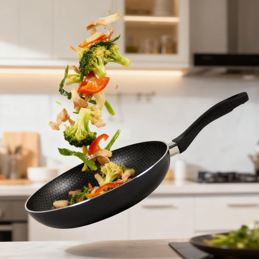 Sartén de cocinar | Sartén multifuncional para hogar | Sartén de aluminio sin revestimiento antiadherente | Exclusiva para inducción y cocina de gas | Utensilio de cocina universal de sartén plana