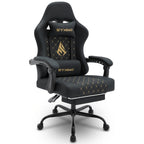 Silla de Oficina con Reposapiés, Silla Ergonómica, Silla Giratoria Ajustable con Soporte Lumbar, Silla de Oficina en Piel PU