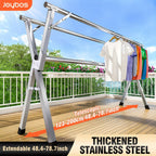 Tendedero de ropa | Longitud retráctil y plegable, tamaños de 160.02cm y 199.9cm, metal duradero, independiente, acero inoxidable resistente, JOYBOS, tendederos
