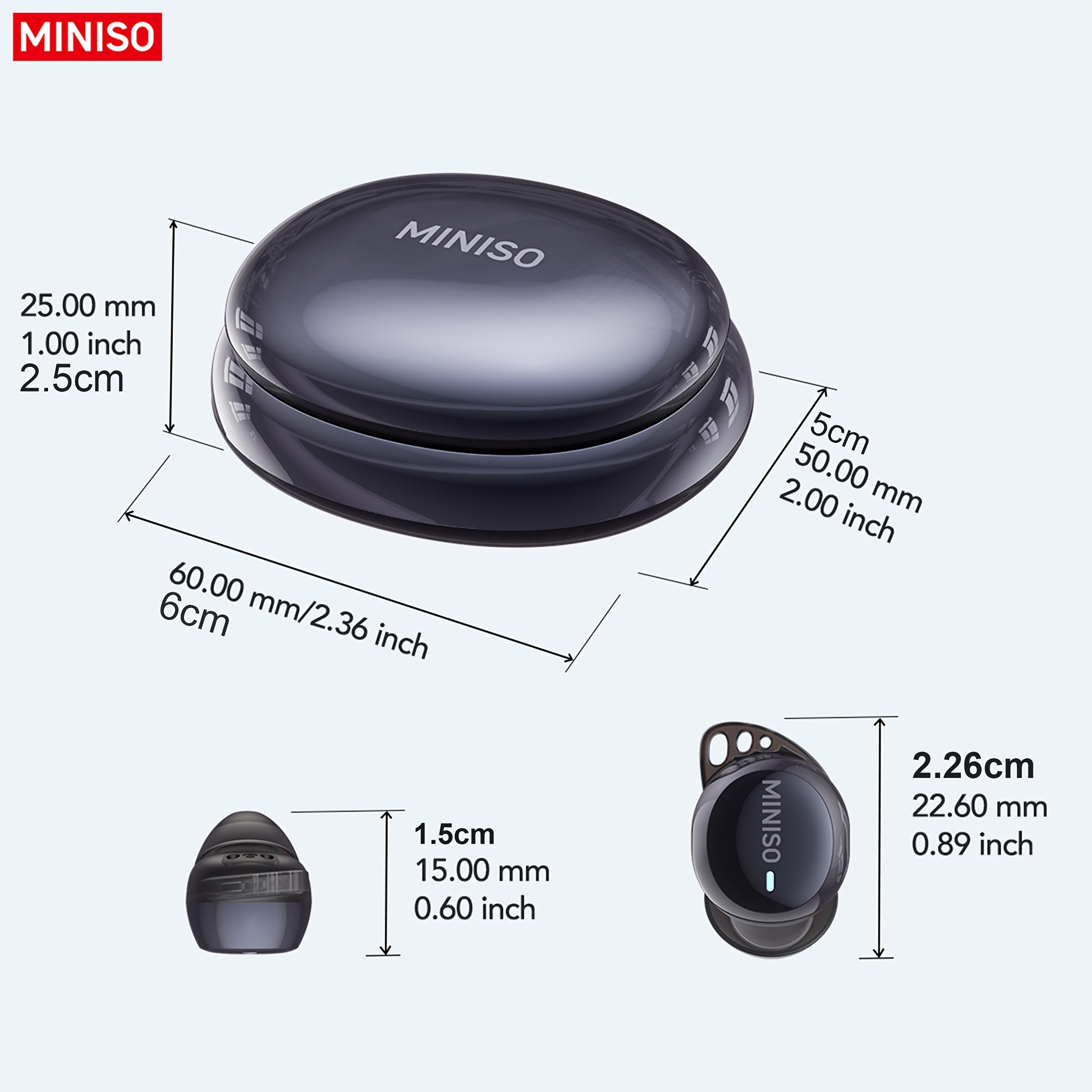 Auriculares Bluetooth | MINISO Auriculares con Traducción AI | Inalámbricos 6.0, Carga Rápida Tipo-C, 60 Horas de Reproducción, Conexión Estable