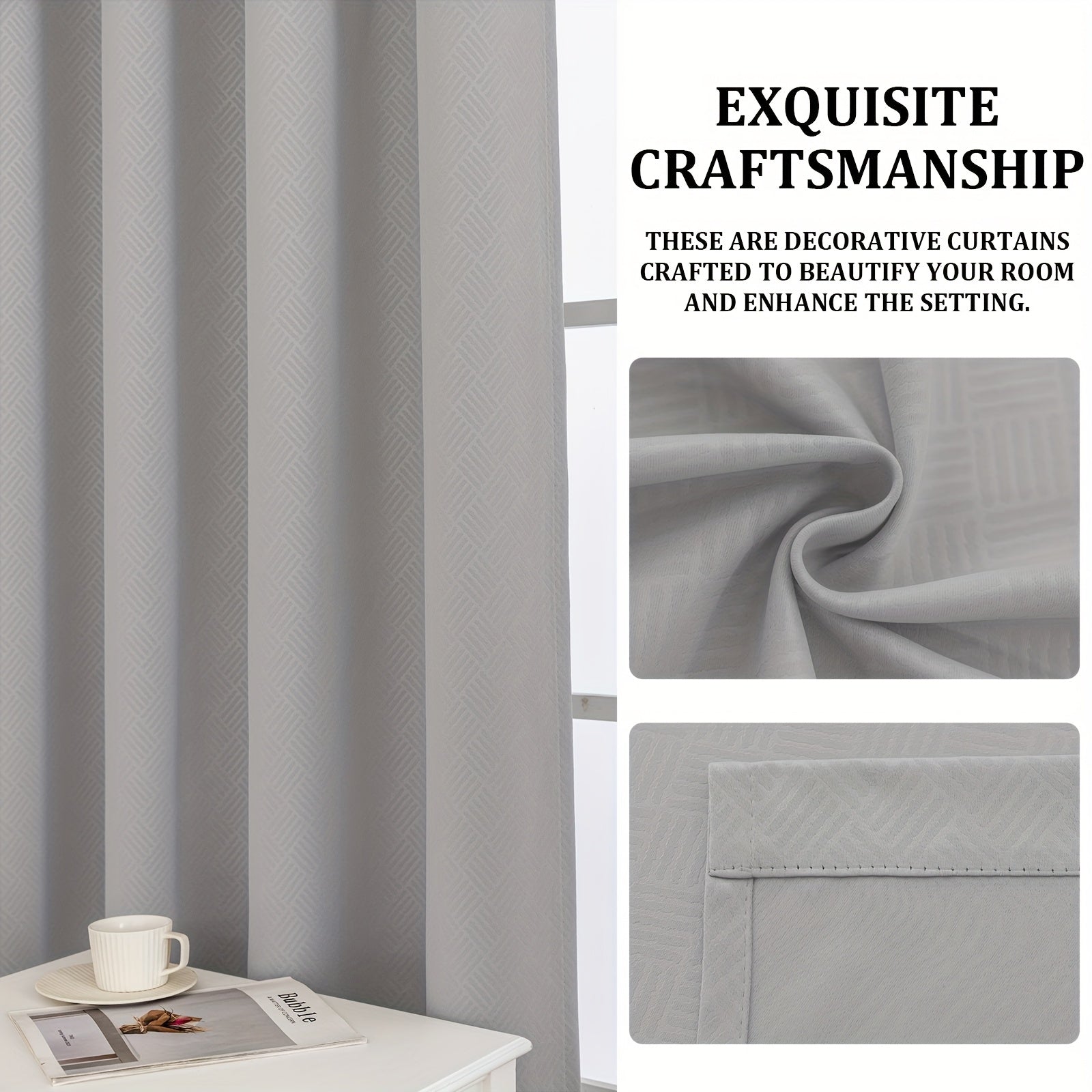 Cortinas opacas YSTYLE 2, método de colgante perforado, protección solar, protección de la privacidad, aislamiento térmico, reducción de ruido, adecuadas para diversas decoraciones de interiores como dormitorios, salas de estar y restaurantes