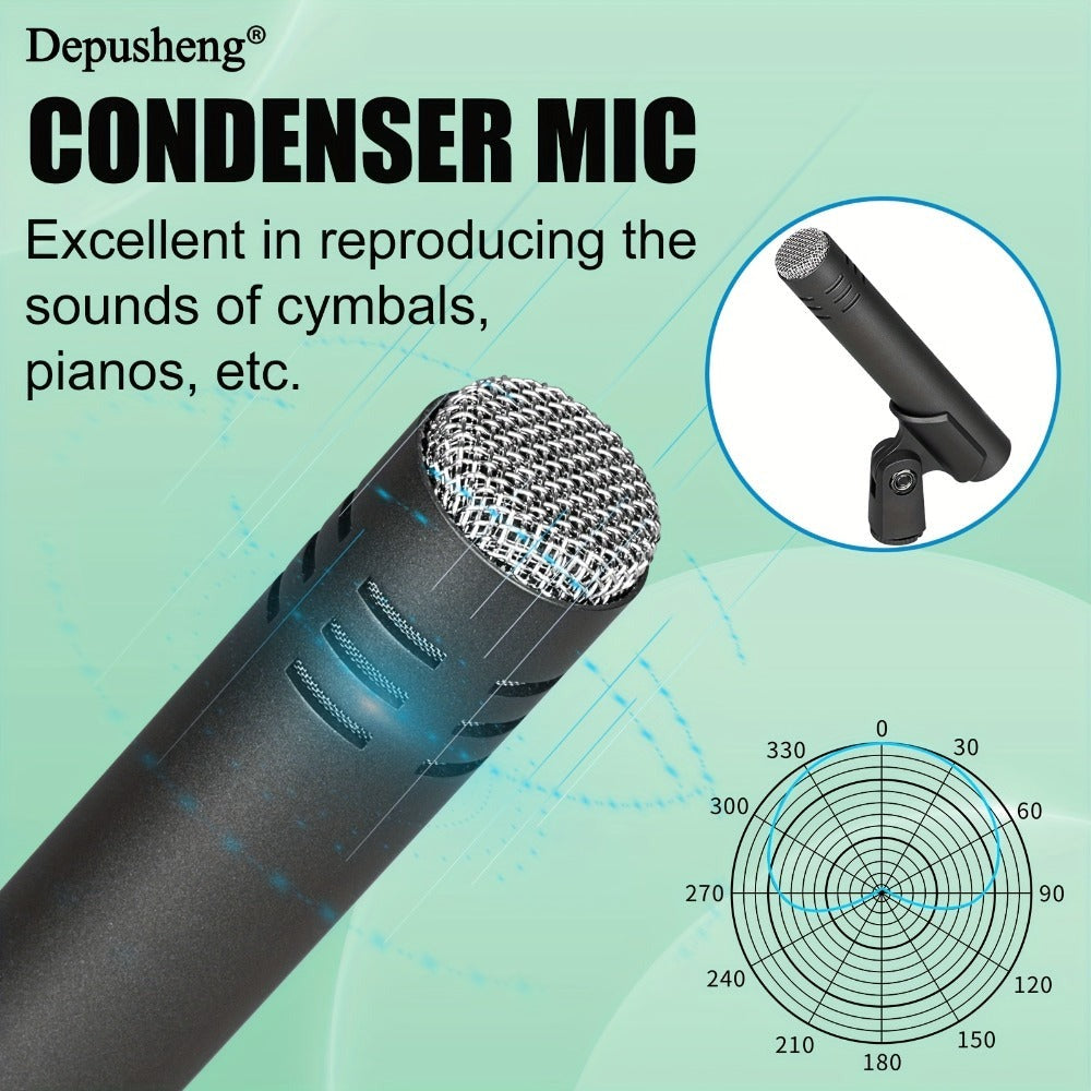 Kit de micrófonos dinámicos con cable Depusheng de 5/7 piezas para batería, voz y otros instrumentos con clip roscado para escenario, 4 de julio/Día de la Independencia