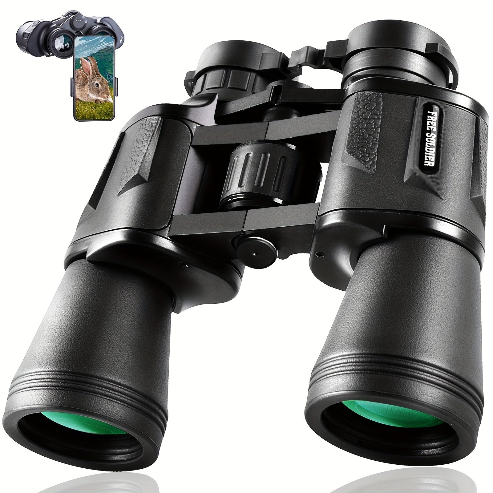 Prismáticos 10x50 para adultos, claridad HD, diseño compacto y duradero de plástico, enfoque central, incluye estuche de transporte y correa para observación de aves, observación de estrellas, viajes, fútbol