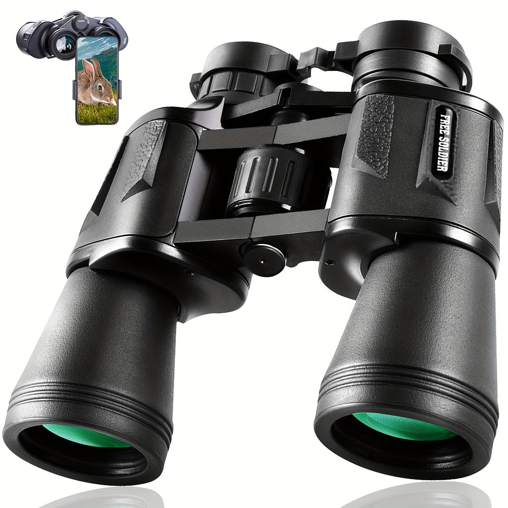 Prismáticos 10x50 para adultos, claridad HD, diseño compacto y duradero de plástico, enfoque central, incluye estuche de transporte y correa para observación de aves, observación de estrellas, viajes, fútbol