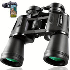 Prismáticos 10x50 para adultos, claridad HD, diseño compacto y duradero de plástico, enfoque central, incluye estuche de transporte y correa para observación de aves, observación de estrellas, viajes, fútbol