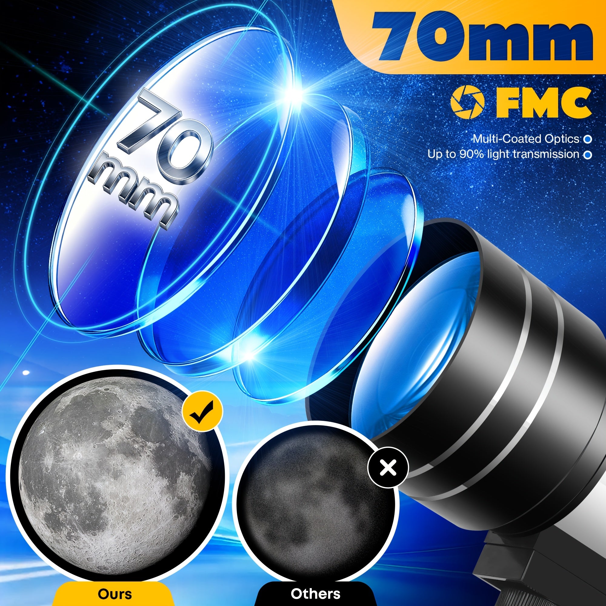 Telescopio astronómico para principiantes para principiantes | Observación lunar educación y camping