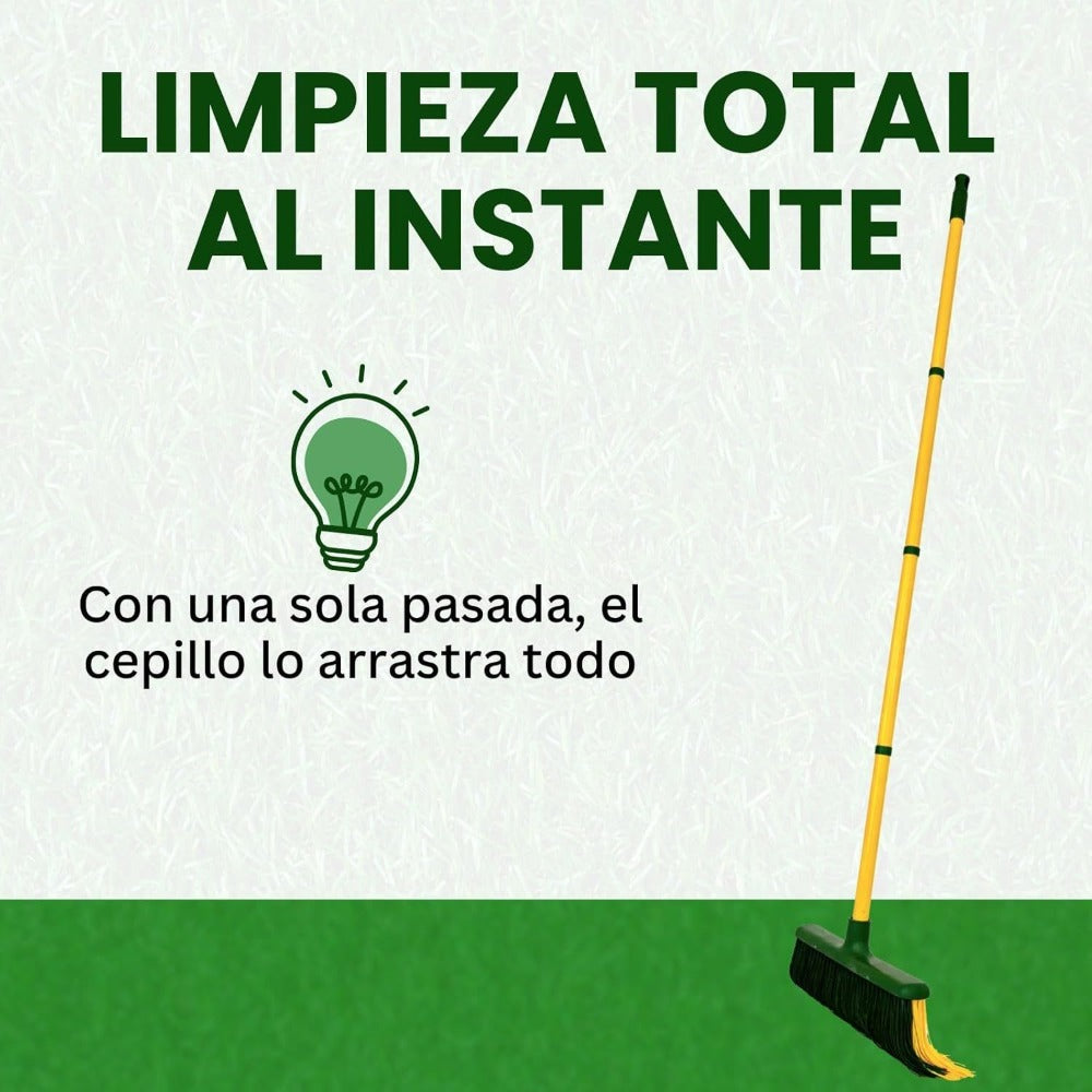 PLANTAWA Cepillo para Césped Artificial con Mango Extensible Desmontable 0,80–1,40 m | Limpieza, Peinado y Mantenimiento de Césped Sintético, Alfombrillas y Jardín