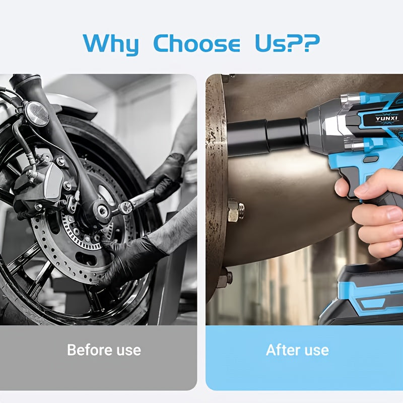 Llave de impacto inalámbrica multifuncional para neumáticos coche y bricolaje | diseño funcional