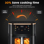 Freidora Inteligente 6 en 1, Capacidad de 10 Litros, Ventana Transparente, 6 Modos Preestablecidos, Control Táctil, Temporizador de 60 Minutos, Temperatura Ajustable (80-200°C), Ideal para Barbacoas Familiares y Comidas Saludables Bajas en Grasa