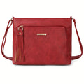 Bolso de hombro de gran capacidad a la moda con correa cruzada, accesorio retro con flecos, cremalleras dobles, bolso de mujer, fácil y casual, versátil para el viaje diario, bolso pequeño cuadrado