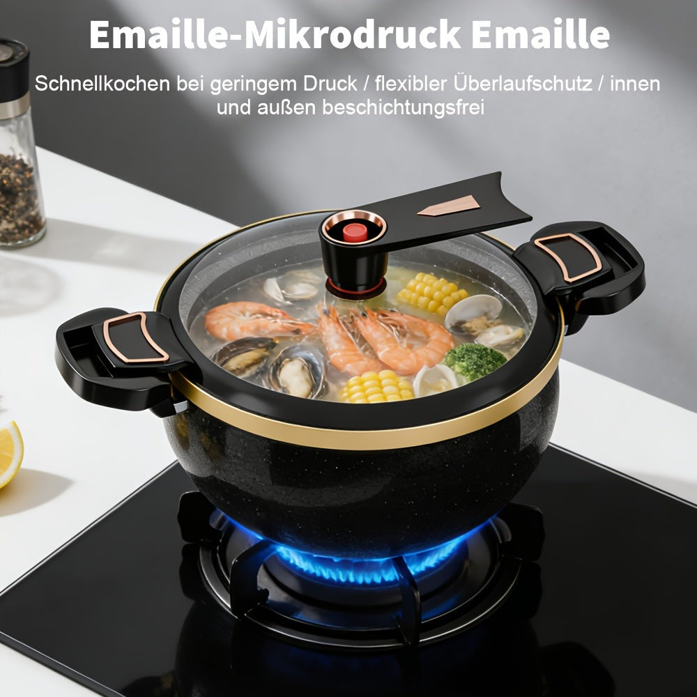 Olla de hierro fundido de 8 litros de alta resistencia | Incluye una cuchara, ideal para cocinar y hacer estofados, multifuncional con tapa, compatible con cocinas de gas e inducción, excelente retención de calor, perfecta para cocinas modernas
