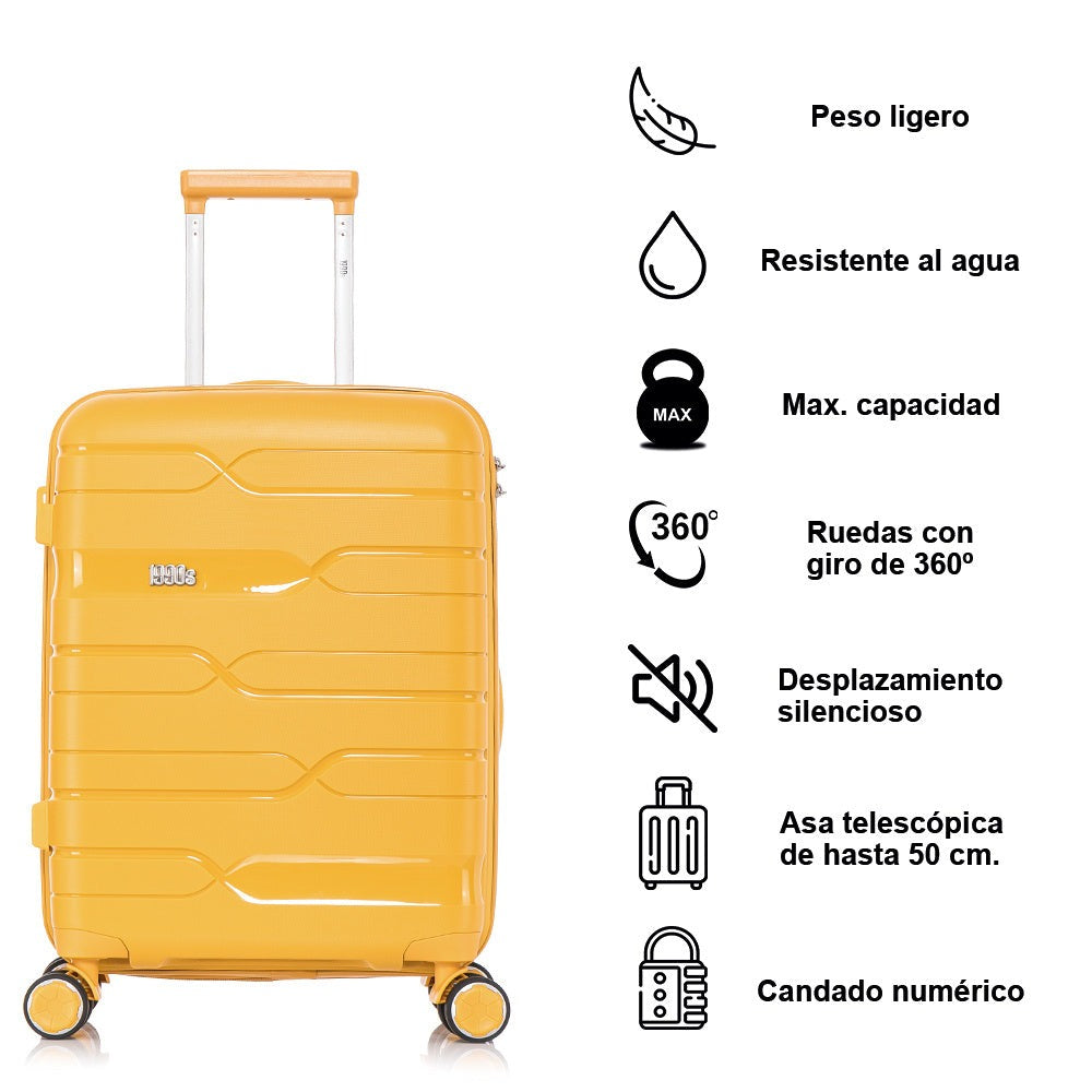 Maleta de cabina de 55x38x22cm (44L) de polipropileno - Candado incorporado - 20 pulgadas