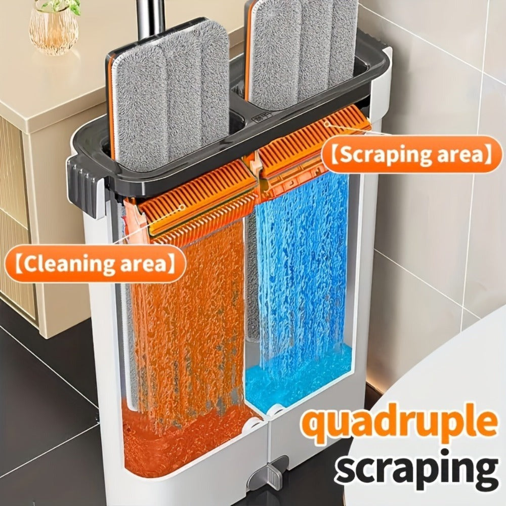 1 Juego, Set de Fregona y Cubo con 6 Paños, Herramienta de Limpieza para el Hogar, Adecuado para Sala de Estar, Dormitorio, Cocina, Baño, Inodoro, Set de Limpieza de Fregona y Cubo Comercial, ¡Aprovecha para la Limpieza de Navidad! ¡Regalos de Navidad, Re