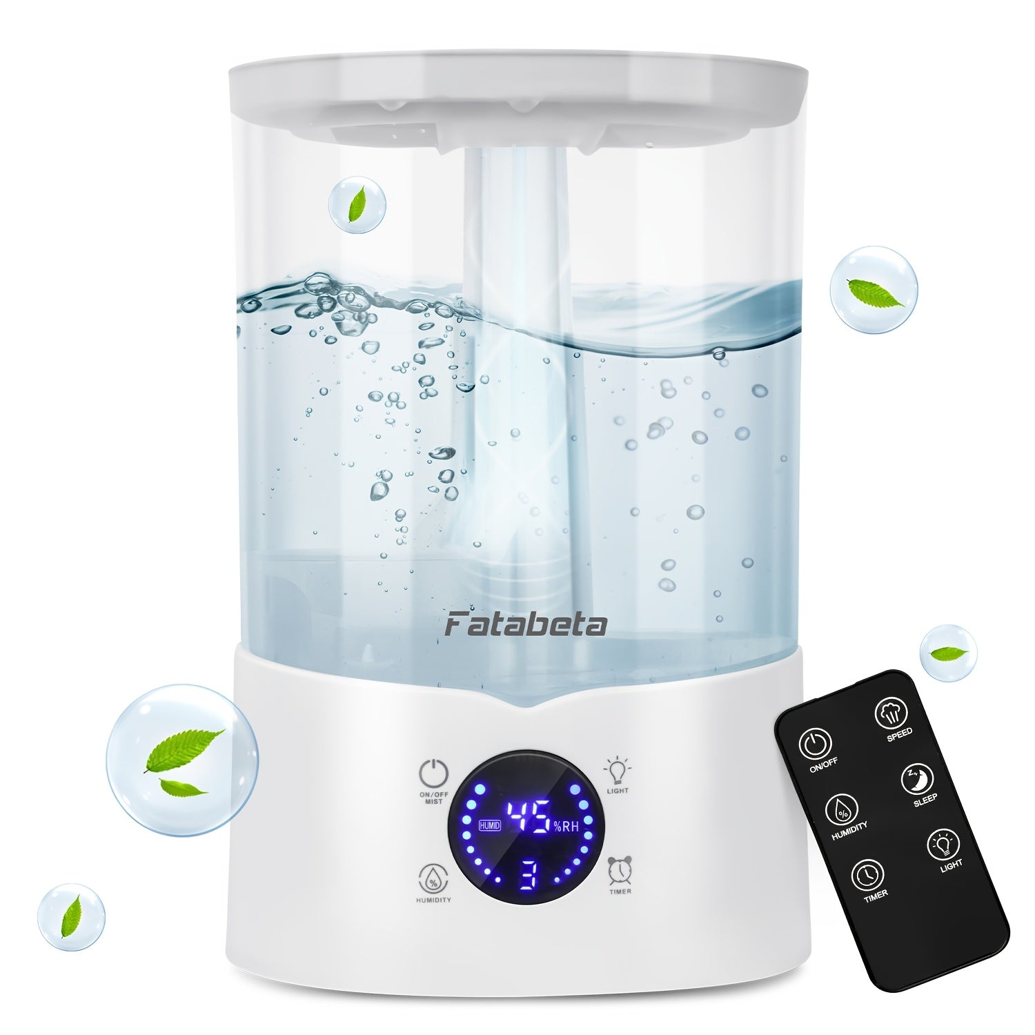 Humidificador de 4L con llenado superior para dormitorio, hogar, habitación grande de 25-35 m², 30 horas de autonomía, salida de 270 ml/h, 3 niveles de niebla con control de humedad del 45 %-90 %, 30 dB de silencio, control remoto, apagado automático - Id