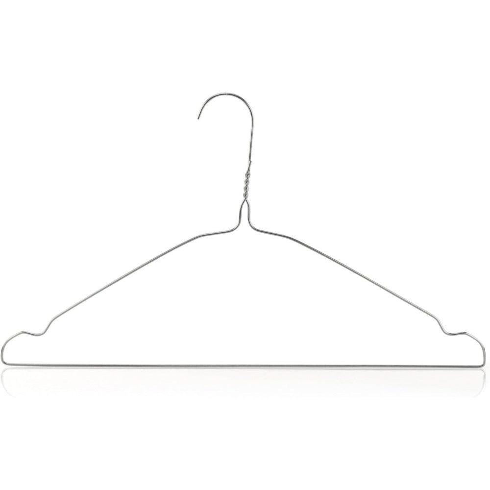 HOME PRO - Juego de 100 perchas de metal cromado ahorradoras de espacio - 40Cm con correas ranuradas y barra para pantalones - Ganchos anti-deslizantes para ropa y armario