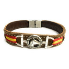 Pulsera De Cuero Figura Estribo y Figura Caballo | Bandera De España | Complementos de Moda Unisex