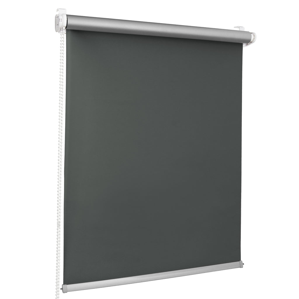 Persiana Térmica Enrollable • Grafito • 32 Tamaños • BOJANEK TERMO • Soportes Ajustables • Instalación en Ventana Sin Taladro • Mecanismo de Cadena • Protección Solar y Térmica • Ideal para Sala, Dormitorio, Cocina, Oficina • Persiana Térmica Blanca Día y