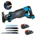 Sierra Recíproca Inalámbrica, Compatible con Makita, Batería de 18V, Sierra Eléctrica de Velocidad Variable 0-2800SPM con 2 Baterías, 4 Hojas de Corte, Cargador Rápido, Luz LED, para Madera, Metal y PVC, Nota: Multiatributo (Sin Batería incluida)