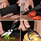 [Especial del Chef | Cuchillo de Cocina] Juego de 6 Cuchillos Profesionales Ultra Afilados, Cuchillo para Cortar Verduras, Cuchillo para Picar Carne, Cuchillo para Frutas, Tijeras Multiusos, Juego de Cuchillos de Cocina Adecuado para Hogar, Cocina, Cocina