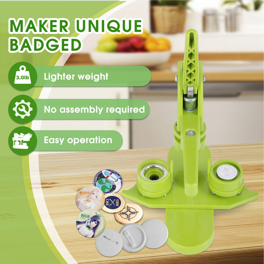 Juego de Creador de Insignias, Máquina Giratoria de 32 mm con 100 Piezas de Botones y Punzón para Insignias, Herramienta DIY Sencilla para Hacer Placas