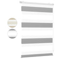 Persianas enrollables dobles Sekey con fijación de clip (no requiere taladrar) para ventanas, persianas enrollables dobles de dos tonos, persianas enrollables duo, protección solar, blanco y gris claro, marrón claro y gris-marrón, verde y verde claro