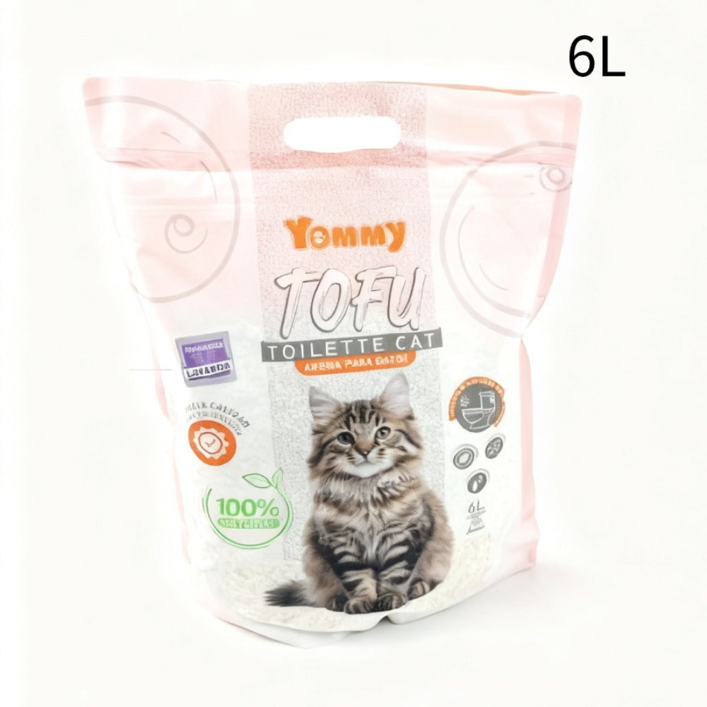 Arena para gatos de tofu, 6L, baja en polvo, sin polvo, fácil de aglomerar, desodorización de larga duración, súper absorbente, se puede tirar directamente al inodoro (original, sabor a manzana, lavanda, limón)
