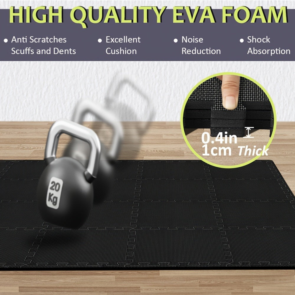 96/108 piezas de tapetes de gimnasio entrelazados de espuma EVA, 30 x 30 cm, tapetes de ejercicio tipo puzzle con baldosas para el suelo, suelo para gimnasio en casa, equipo de ejercicio, tapete de fitness, ideal para yoga, pilates y fitness en casa
