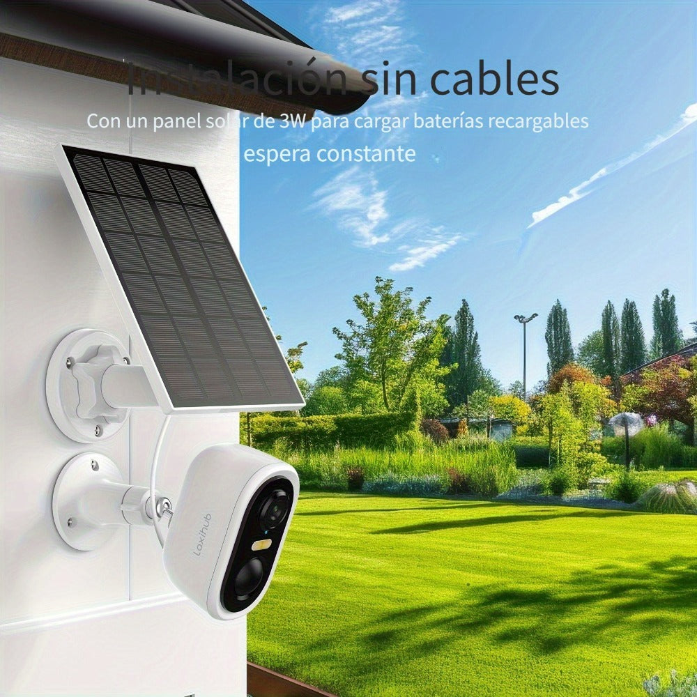 4pcs Cámara de Seguridad Solar LaxiHub, Cámara Inteligente Inalámbrica para Exteriores con Energía Solar, WiFi para Hogar, IP65, Visión Nocturna en Color, Audio Bidireccional, Seguimiento de Movimiento con IA, Control por APP