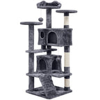 Costoffs Poste para Rascar de Gatos de 138 cm, Árbol Resistente con Pelota de Juego y Cueva para Gatos, Torre de Rascado y Escalada para Gatos, Casa para Gatos