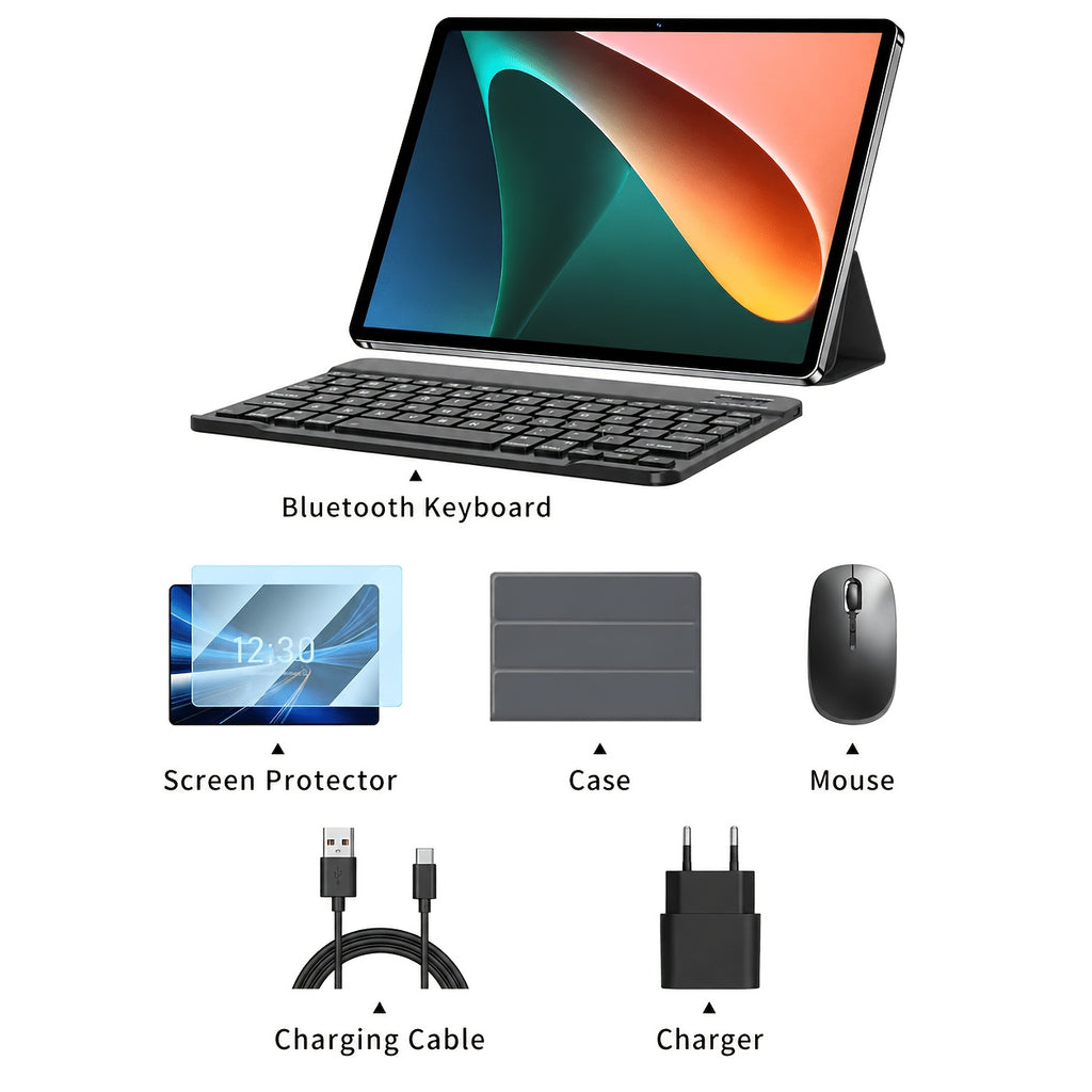 Tablet | Tableta UXD A5 Android 15, equipada con accesorios relacionados, 16 GB de RAM (8 GB + 8 GB ampliable), 512 GB de ROM ampliable hasta 1