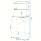 1pc Estante para Lavadora, Estante WC sobre la Lavadora, Armario de Lavadora, Armario de Baño, 3 Estantes, Toallero, Material Metal y Madera, 67x162x40cm