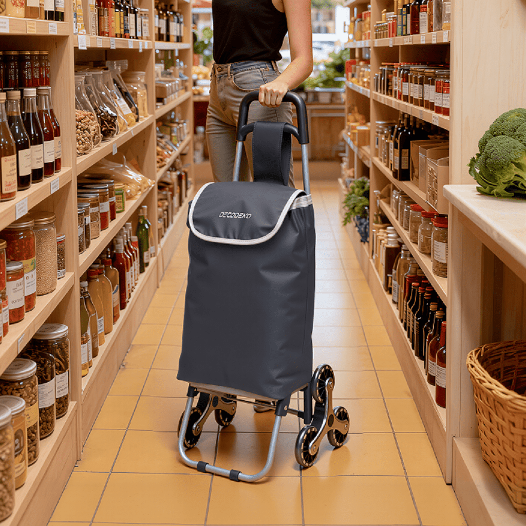 Carrito Compra Plegable de Aluminio, Carro de la compra plegable, tela Oxford bolsa,bolsa de la compra extraíble con ruedas,Carro de la Compra 6 Ruedas con Bolsa Oxford Desmontable, 95x41x28 cm, 34.6L.
