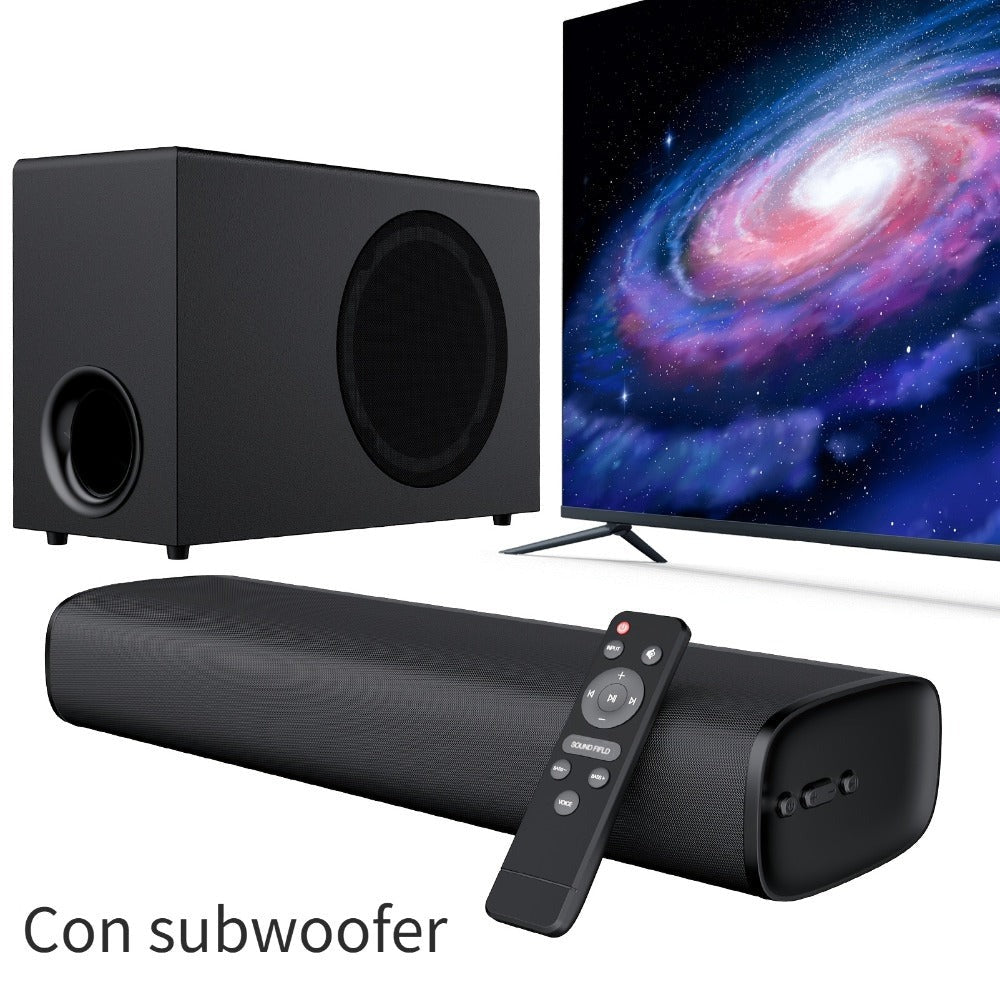 Barra de sonido con subwoofer, barra de sonido para Smart TV, minibarras de sonido con conexión ARC/óptica/AUX/inalámbrica, sistema de sonido envolvente para TV/PC/juegos/proyectores con control remoto por infrarrojos