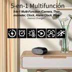 Cámara de seguridad inalámbrica despertador 4K con detección de movimiento, compatible con visualización remota en tiempo real por WIFI, notificaciones de alarma por aplicación y correo electrónico, compatible con Android e IOS, carga USB, incluye tarjeta