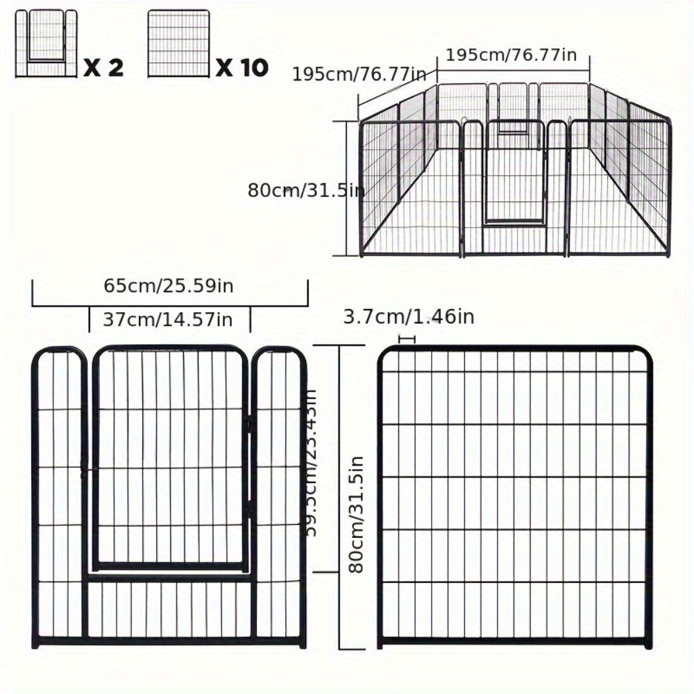 Parque de juegos para cachorros, recinto exterior de 6/8/12/16 piezas, corral para perros, 80 x 65 cm, plegable, resistente a la intemperie, para uso interior/exterior