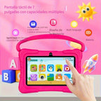 Tabletas Android | Tableta ITMEIPC Android 14 de 7 pulgadas con funda protectora, cubierta a prueba de golpes - Azul/Rosa 4GB (2GB + 2GB