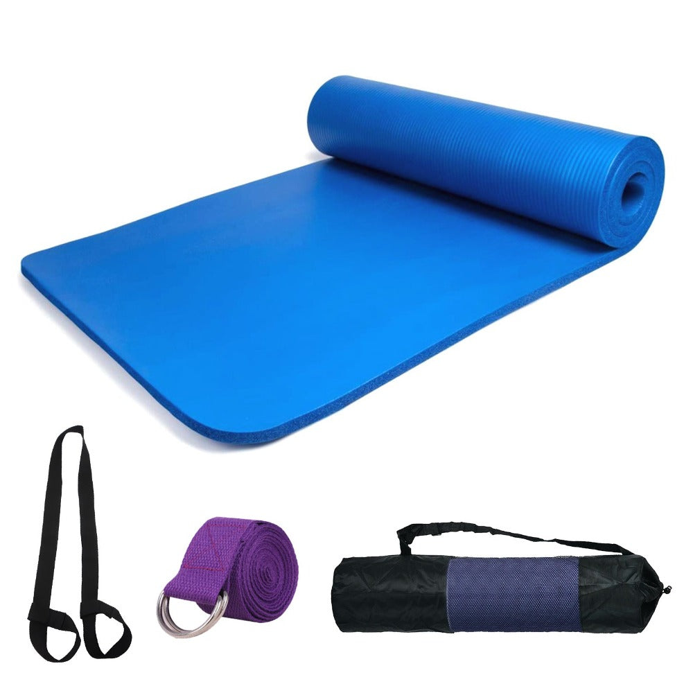 Esterilla de Yoga y Pilates 10mm Mat Antideslizante Con Correa y Bolsa de Transporte 183mm x 61mm Colchoneta Gruesa y Plegable Hombre/Mujer - Gimnasia, Fitness y Ejercicios - Gimnasio en Casa